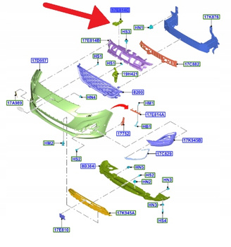 UCHWYT WZMOCNIENIA LEWY PRZÓD KUGA ESCAPE 20- 2501877 _ LV4B-17E778-SCA5YZ9