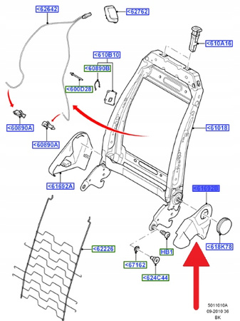 MECHANIZM POCHYLENIA SIEDZENIA FUSION 2001- OE 1144522 _ 2S61-A61634-AAN2ER