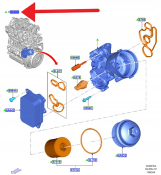 CHŁODNICA OLEJU I FILTR 1.5 TDCI FORD PUMA FOCUS OE 2192709 _ JX6Q-6L625-AB