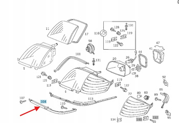 PRAWA LISTWA POD LAMPĘ PRZÓD MERCEDES SL W129 OE A1298260677