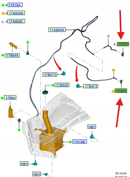 DYSZA SPRYSKIWACZA SZYBY RANGER 2011- 1733577 _ AB39-17666-AA
