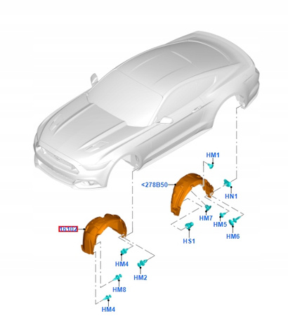 NADKOLE PRZEDNIE PRAWE FORD MUSTANG Mk6 2015-2017 _ 5325390 _ FR3B-16A562-AE