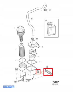 Zestaw uszczelek podstawy filtra Volvo
