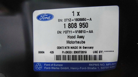 MASKA POKRYWA SILNIKA FORD TOURNEO CONNECT 2013- 1808950 _ PDT11-V16610-AA