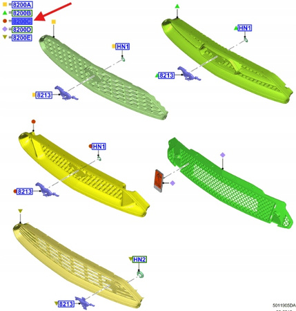 GRILL ATRAPA ZDERZAKA PRZÓD FORD MUSTANG 2015- 1927990 _ GR3B-8200-AC5YZ9