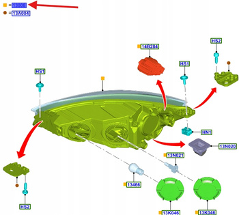REFLEKTOR PRZEDNI PRAWA STR. FORD FOCUS 2019- 2426659 _ MX7B-13E014-CC