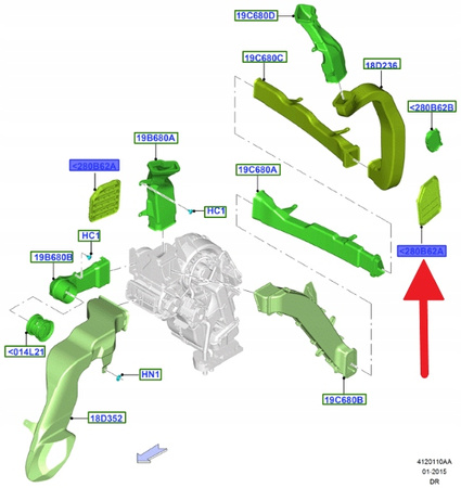 KRATKA WENTYLACJI LEWA FORD S-MAX GALAXY 2015- 2046648 _ EM2B-B280B63-AC