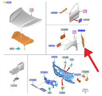 WYGŁUSZENIE BŁOTNIKA PRAWY PRZÓD FORD KUGA 2020- 2351463 _ LJ6B-S16E560-AA