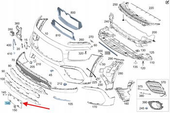 PODKŁADKA POD TABLICĘ REJESTRACYJNĄ PRZÓD MERCEDES GLB W247 OE A2478803600