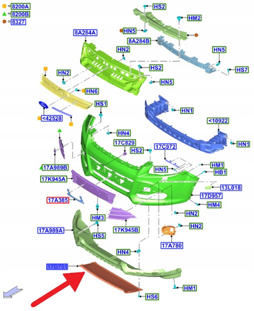 DOLNA OSŁONA ZDERZAKA PRZÓD FORD KUGA Mk2 2012- OE 5230341 _ CV44-17F771-AB
