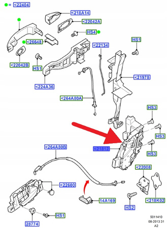 ZAMEK DRZWI LEWY PRZÓD MONDEO SMAX GALAXY 06- 1791414 _ 6M2A-R21813-ED