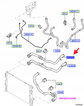 PRZEWÓD CHŁODNICY WODY 2.0 MONDEO S-MAX GALAXY 2010- 1714034 _ 9G91-8260-HB
