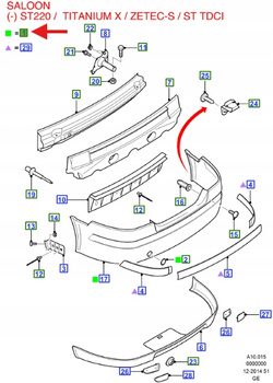 ZDERZAK TYLNY FORD MONDEO MK3 2000- 1145713 _ 1S7J-A17906-AB
