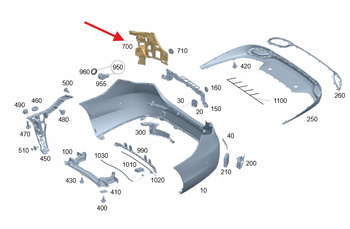 WSPORNIK ŚLIZG ZDERZAKA PRAWY TYŁ MERCEDES C klasa W206 OE A2068807005