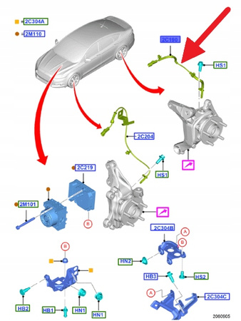 CZUJNIK ABS TYLNY FORD MONDEO SMAX GALAXY 2015- OE 2504203 _ JG9C-2C190-D3B