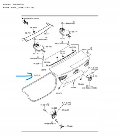 Uszczelka pokrywa bagażnika - Mazda 3 BP Sedan_BCKA56951A