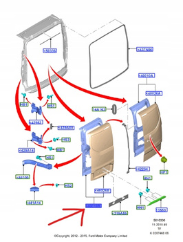 DRZWI TYLNE SKRZYDŁOWE LEWE TRANSIT CUSTOM 2012- 2404597 _ PBK21-V40011-BC