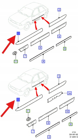 LISTWA DRZWI PRZÓD FIESTA 1995- 2002 OE 1013949 _ 96FB-A20938-ABZCAT