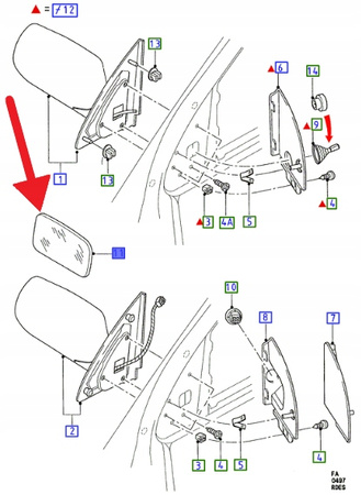 SZKŁO LEWEGO LUSTERKA FIESTA ESCORT PUMA OE 1007641 _ 95AB-17K741-BA
