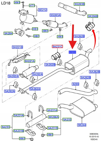 TŁUMIK ŚRODKOWY 1.8 TDCI FOCUS 1999- 2005 OE 1459361 _ YS4J-5230-B1D