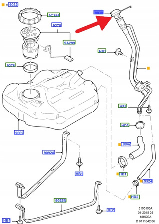 KOREK WLEWU PALIWA DURATEC FORD FOCUS SMAX GALAXY OE 1589085 _ 6G91-9030-AD