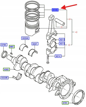 ZESTAW - PIERŚCIEŃ TŁOKA FOCUS 1998-2005 1216982 _ 2M5V-6148-AA