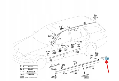USZCZELKA PROGU TYŁ LEWA MERCEDES E klasa W211 OE A2116980798