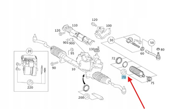 OSŁONA PRAWEGO DRĄŻKA KIEROWNICZEGO MERCEDES OE A1694600396