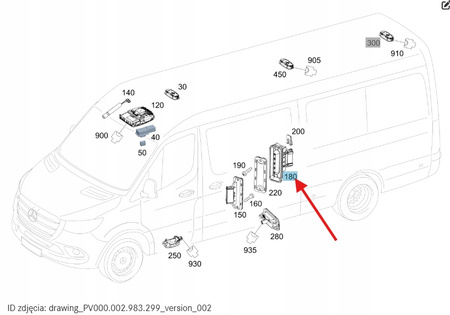 STYK DRZWI PRZESUWNYCH MERCEDES SPRINTER W907 W910 OE A9078213000