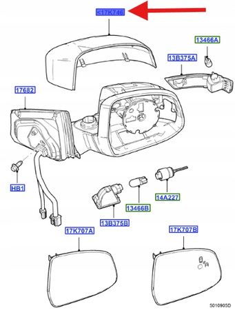 PRAWA OBUDOWA LUSTERKA FORD MONDEO 2010- OE 1699093 _ 8M51-17K746-AC5AK5