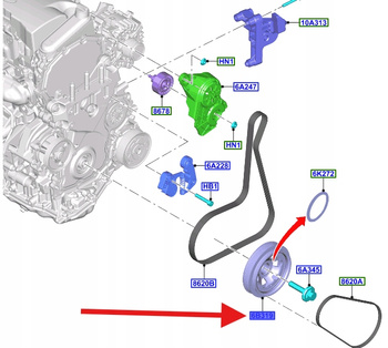 KOŁO PASOWE WAŁU KORBOWEGO ECOBLUE KUGA TRANSIT 20- 2789499 _ RK2Q-6316-AB