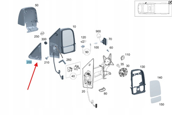 TRÓJKĄT LUSTERKA PRAWY MERCEDES SPRINTER W907 W910 OE A9108110300
