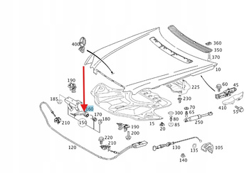 UCHWYT RĄCZKA OTWIERANIA MASKI MERCEDES E klasa W211 OE A2118870027