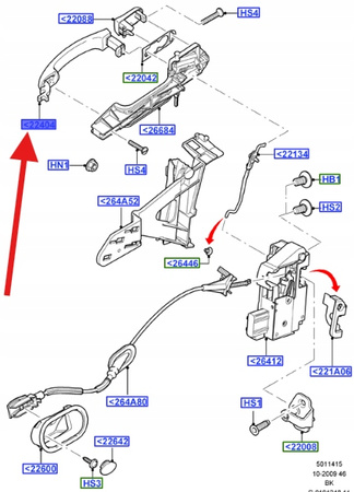 KLAMKA ZEWNĘTRZNA DRZWI TYŁ FUSION 2005- 2012 OE 1511456 _ 6S61-A22404-AC5