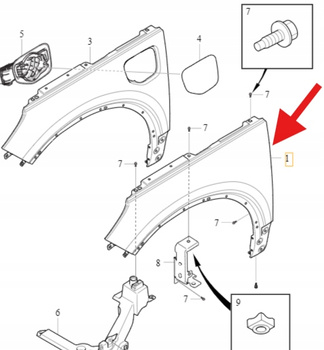 BŁOTNIK PRZEDNI LEWY VOLVO XC40 EX40 2018- EC40 C40 2022- OE 31651217