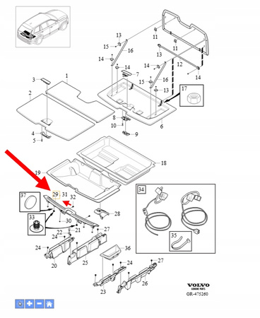 LISTWA PROGOWA BAGAŻNIKA VOLVO XC90 2016- OEM/OE 32239216