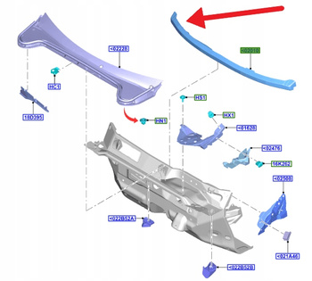 GÓRNY PANEL MASKI FORD FOCUS 2018- OE 2457124 _ JX7B-A02015-AD
