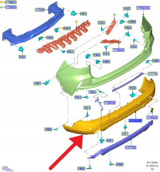 ZDERZAK DOLNY TYŁ FORD KUGA 2024- 2762732 _ RV4J-17D781-CA