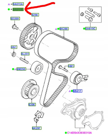 ZESTAW PASEK ROZRZĄDU POMPA WODY FORD FIESTA Mk6 Mk7 FUSION1.4 TDCi _1753581_2S6Q-8B596-AA