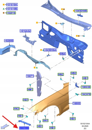 UCHWYT BLOTNIKA PRAWY PRZÓD FORD MUSTANG 2017- OE 2121861 _ JR3B-16C198-BA