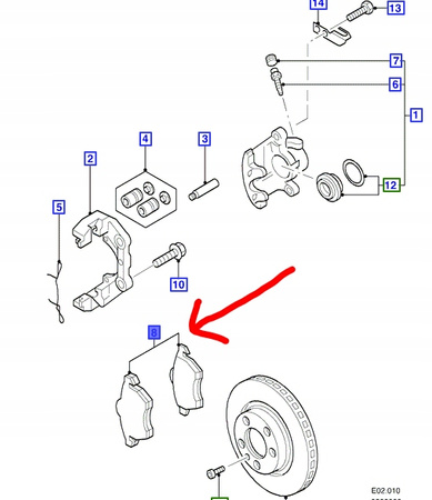 KLOCKI HAMULCOWE PRZÓD FORD GALAXY Mk2 2000-2001 _1205695_95VWX-2K021-BA