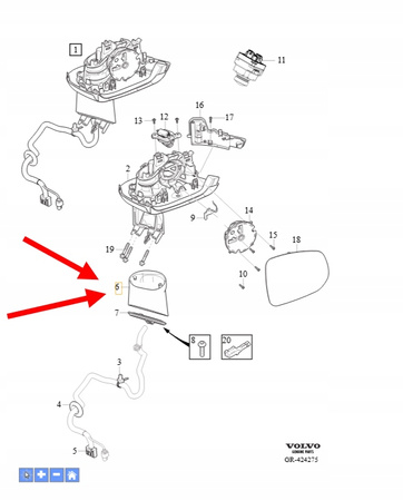 OSŁONA PRAWEGO LUSTERKA VOLVO XC90 2016- OEM/OE 31402689