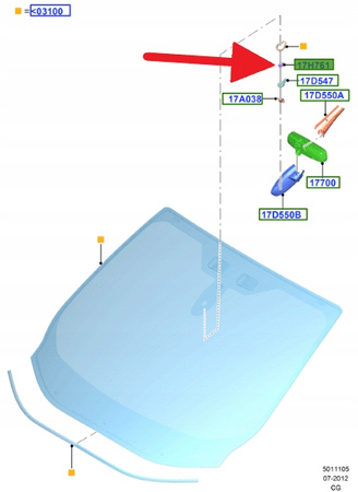 PODKŁADKA CZUJNIKA DESZCZU FORD FOCUS MONDEO 07- 1720926 _ BV6T-17H761-AA