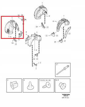 PRZEDNIE NADKOLE PRAWA STRONA VOLVO XC60 II