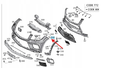 UCHWYT NADKOLA PRAWY PRZÓD MERCEDES GLS W166 OE A1668852214