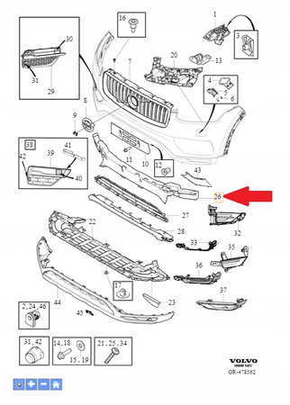 ABSORBER ZDERZAKA PRZÓD VOLVO XC90 2016- OE 31663900