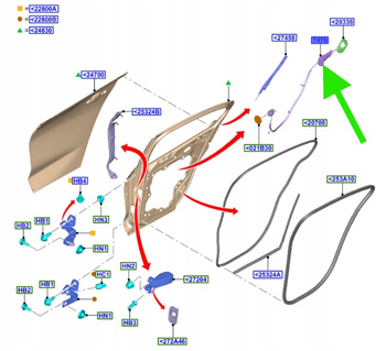 OSŁONA KRAWĘDZI DRZWI LEWY TYŁ FORD FOCUS 2018- 2539738 _ JX7B-A247B51-AD