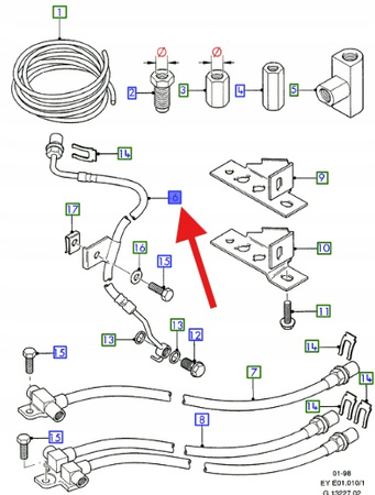 PRZEWÓD HAMULCOWY PRAWY PRZÓD TRANSIT 1999- 2000 OE 1113661 _ 99VB-2078-AA