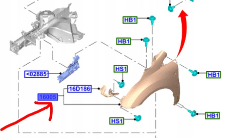 BŁOTNIK PRZEDNI LEWY TRANIST CONNECT Mk2 2013- 2638922 _ KT1B-V16006-AE