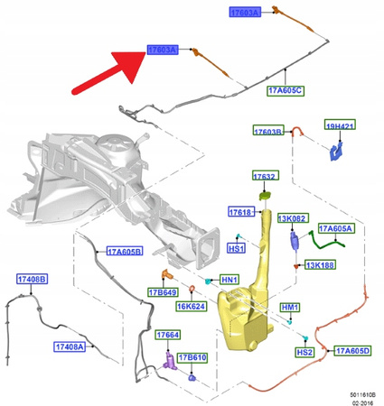 DYSZA SPRYSKIWACZA PRZÓD L P FORD EDGE 2016- OE 2179797 _ GT4B-17666-BB